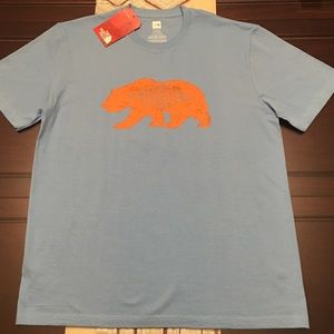 North Face Light Blue T-Shirt with Orange Logo
